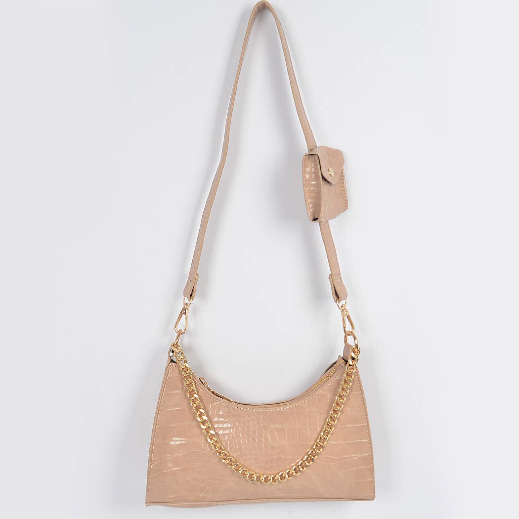 Faux Croc Chain Crossbody Bag W/Airpod Purse