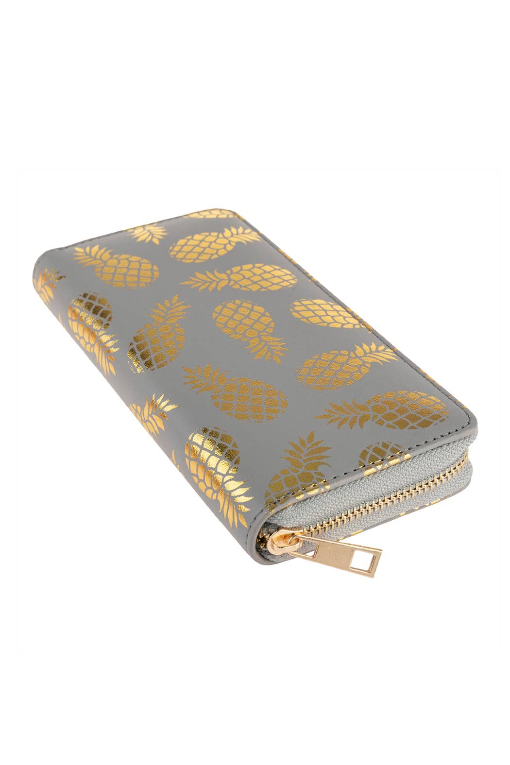 Fashion Trendy Gold Pineapple Print Zipper Wallet for Women