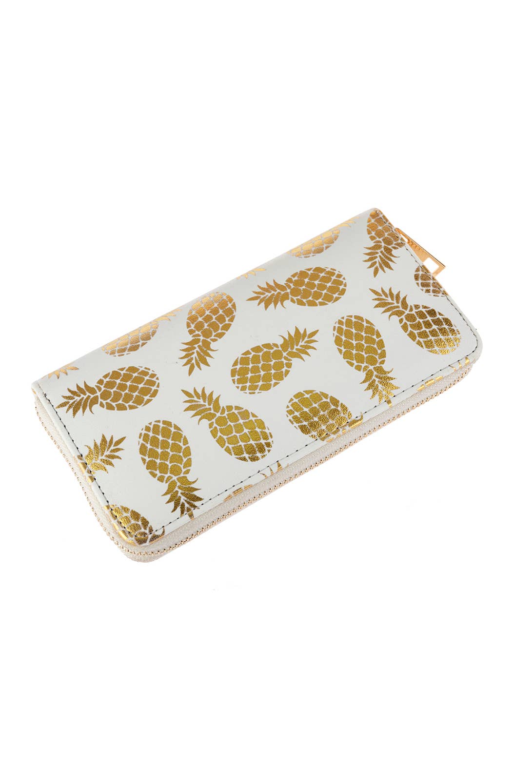 Fashion Trendy Gold Pineapple Print Zipper Wallet for Women