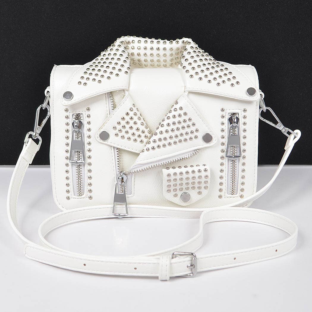 Vegan Leather Metal Studded Jacket Clutch