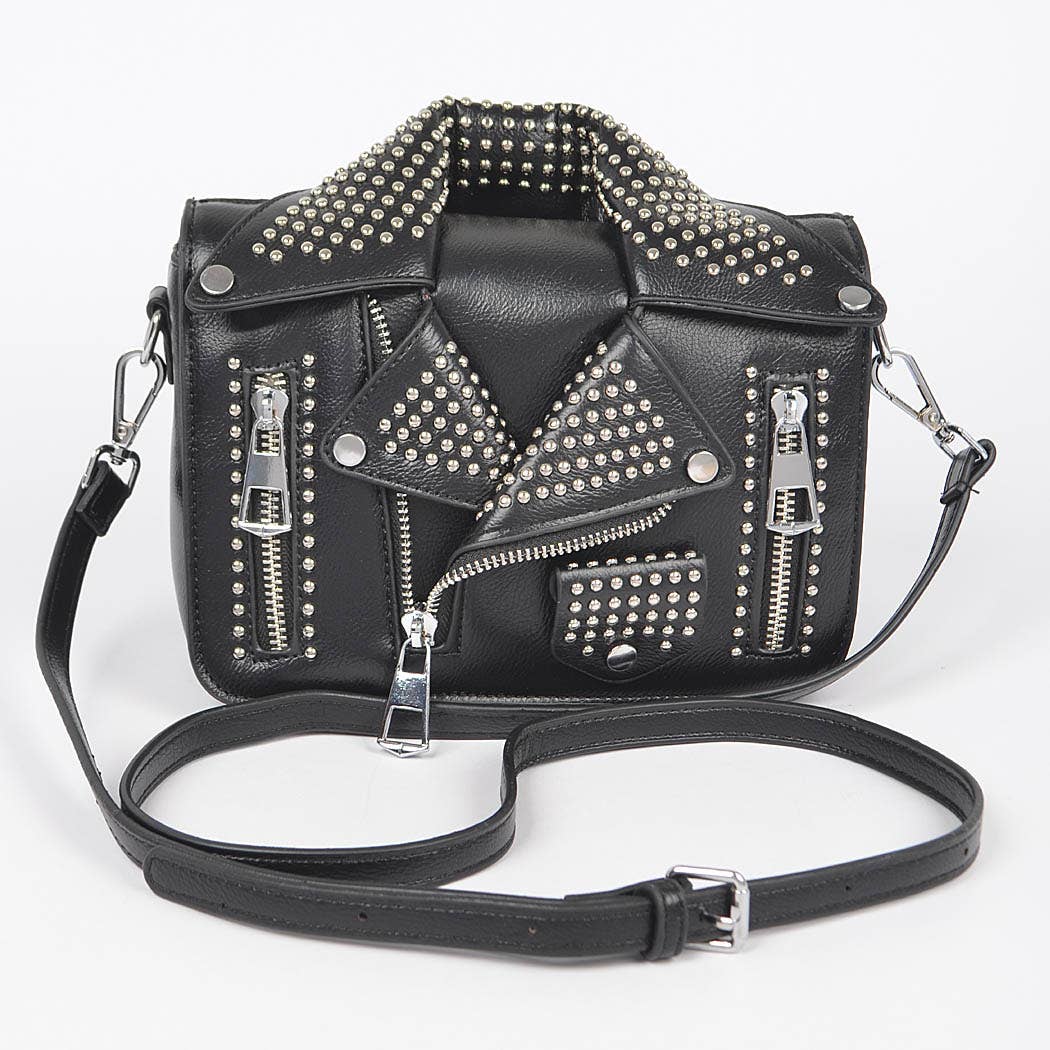 Vegan Leather Metal Studded Jacket Clutch
