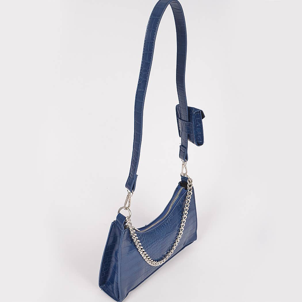 Faux Croc Chain Crossbody Bag W/Airpod Purse
