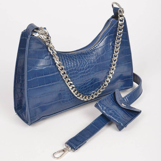 Faux Croc Chain Crossbody Bag W/Airpod Purse