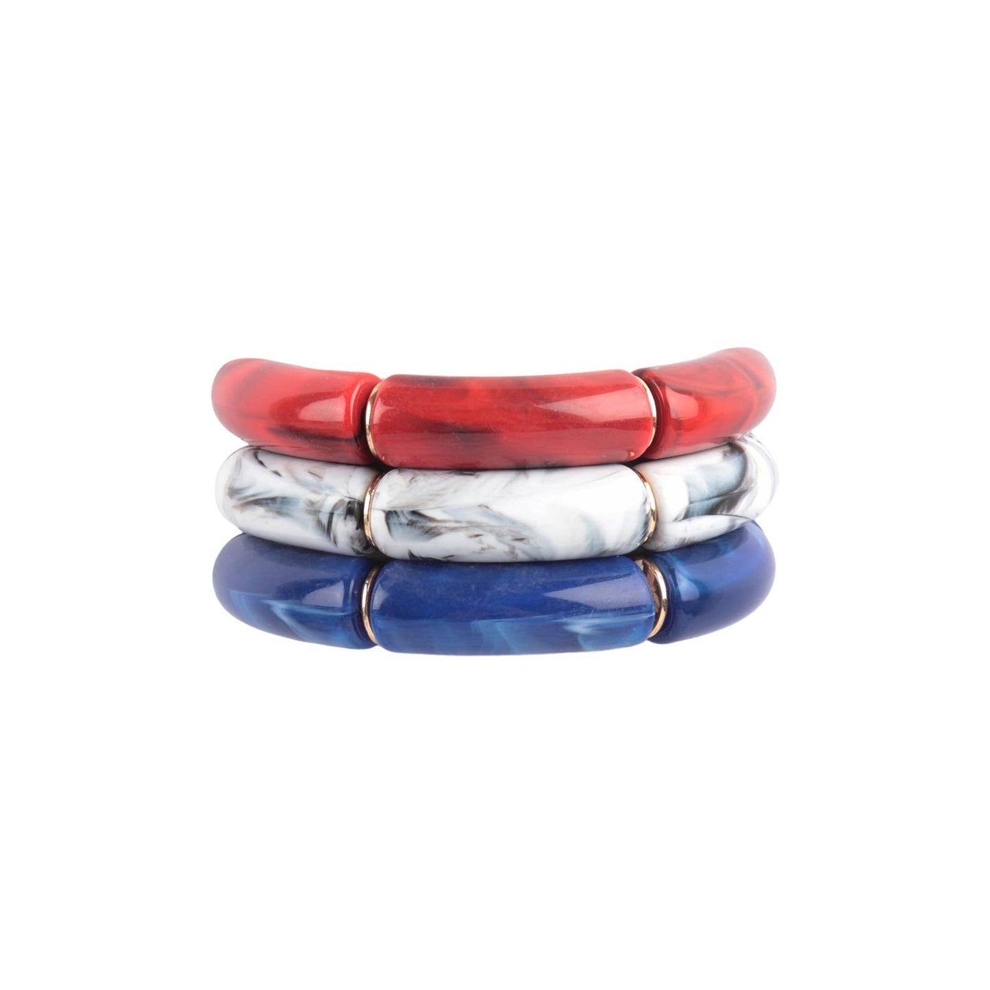 Tubular Bead Acrylic 3 Set Bangle Bracelet
