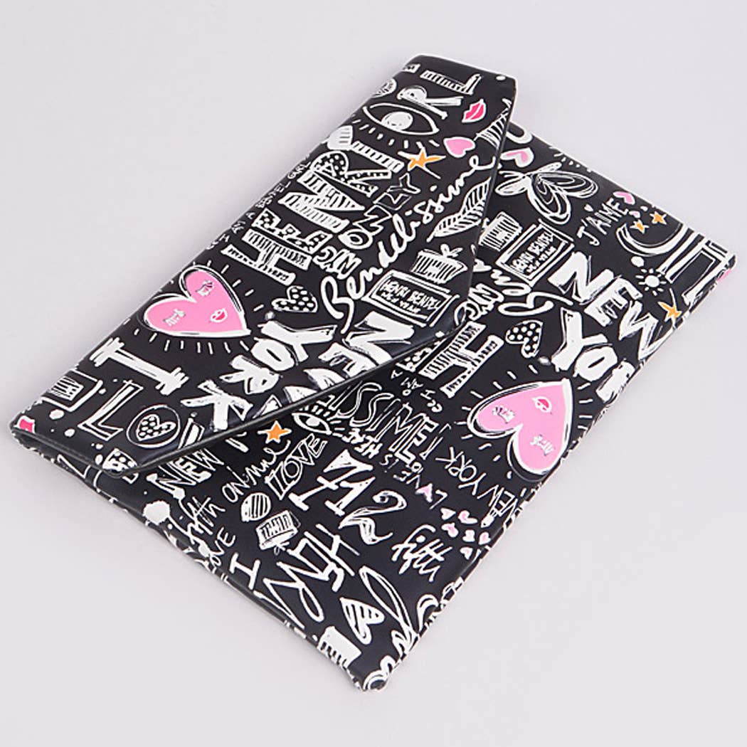 Lovely Doodle Printed Envelope Shoulder Chain Clutch