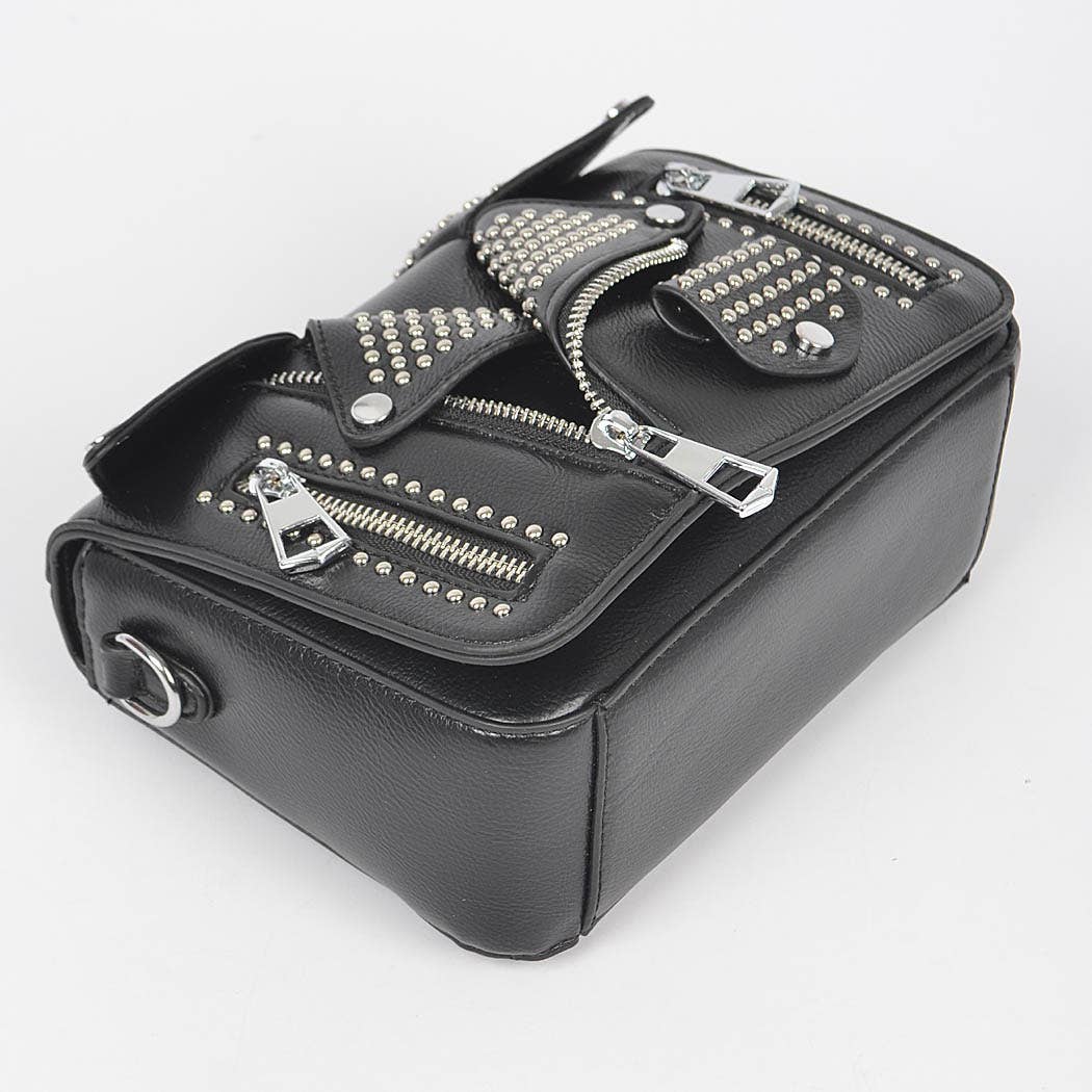 Vegan Leather Metal Studded Jacket Clutch