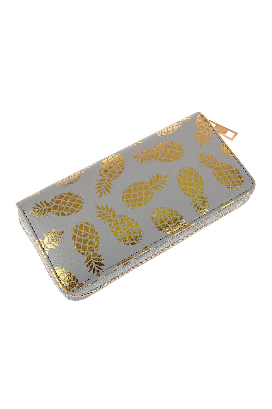 Fashion Trendy Gold Pineapple Print Zipper Wallet for Women