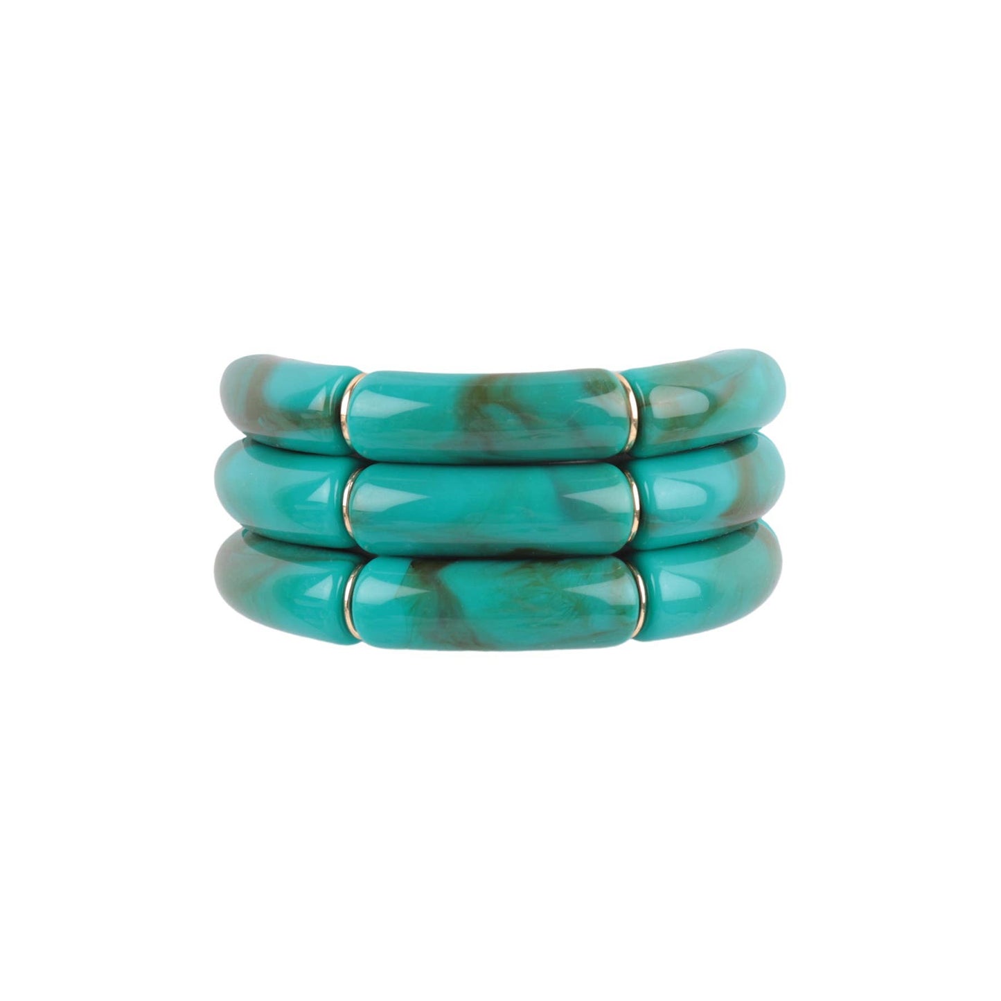 Tubular Bead Acrylic 3 Set Bangle Bracelet