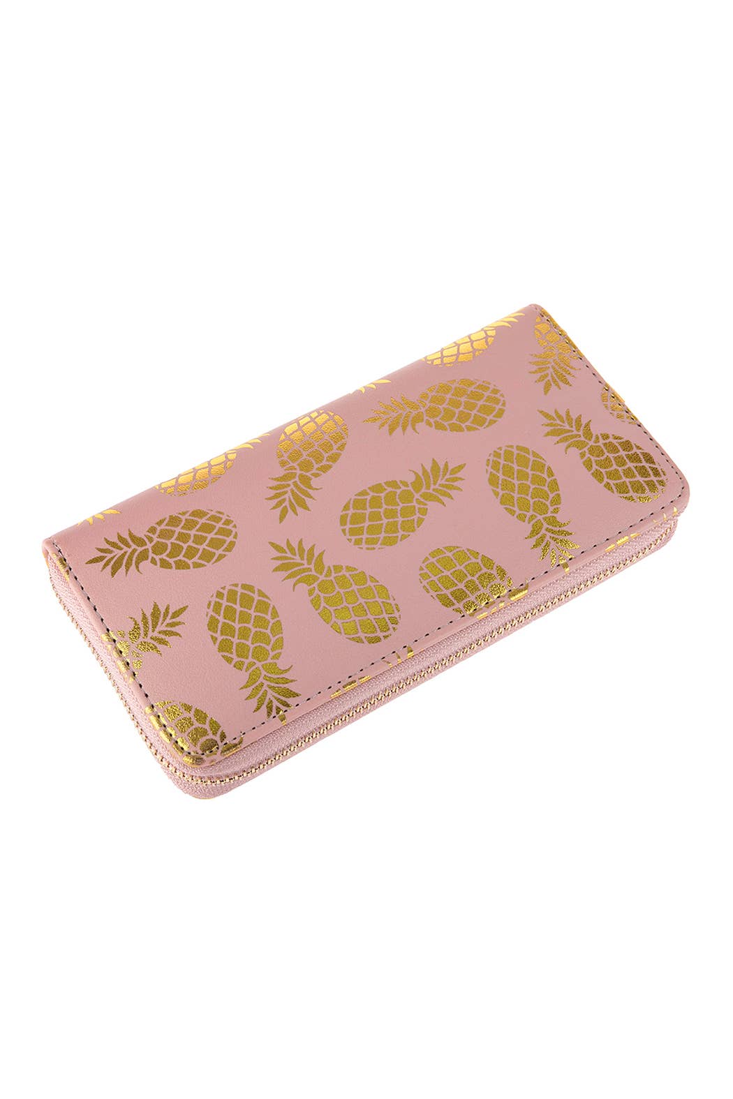 Fashion Trendy Gold Pineapple Print Zipper Wallet for Women