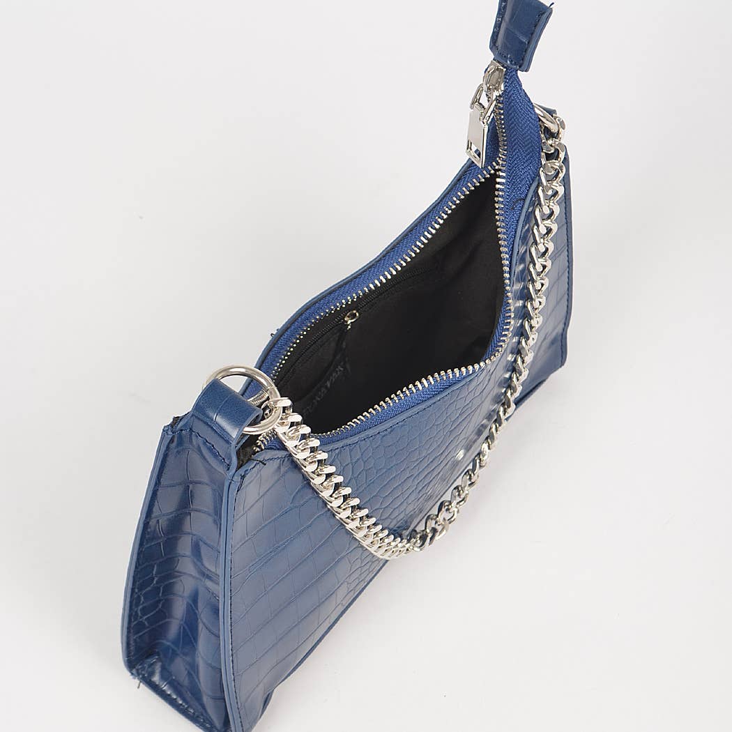 Faux Croc Chain Crossbody Bag W/Airpod Purse