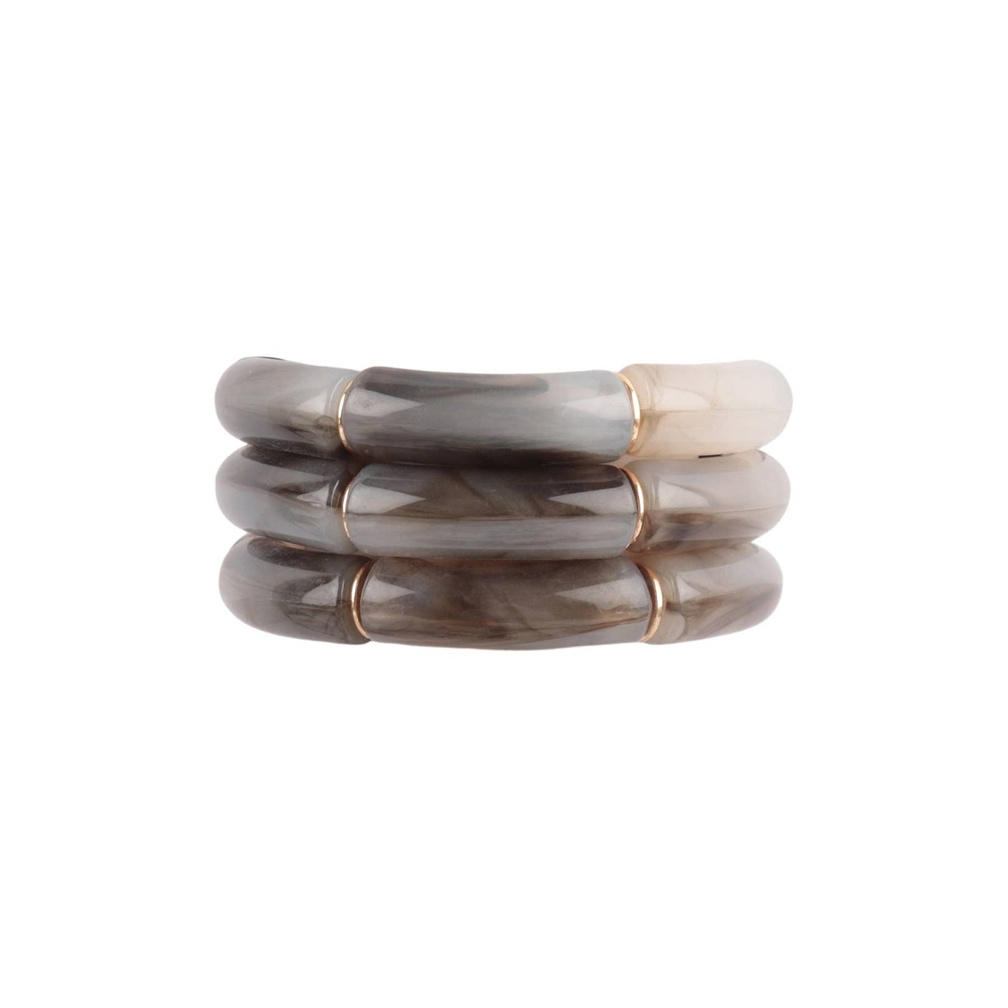 Tubular Bead Acrylic 3 Set Bangle Bracelet