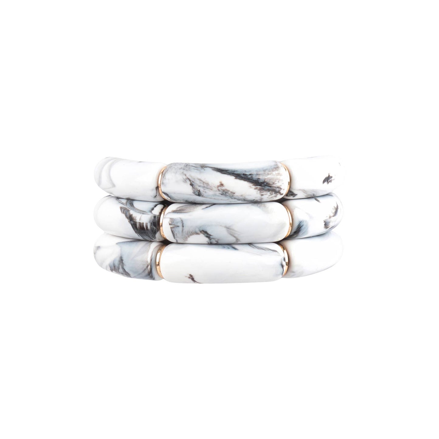 Tubular Bead Acrylic 3 Set Bangle Bracelet