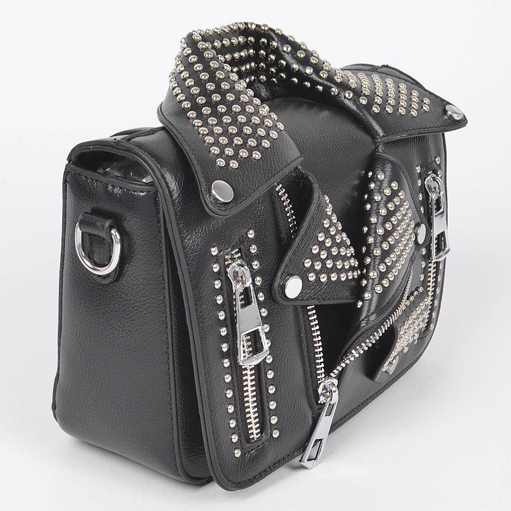 Vegan Leather Metal Studded Jacket Clutch