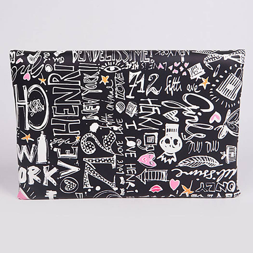 Lovely Doodle Printed Envelope Shoulder Chain Clutch