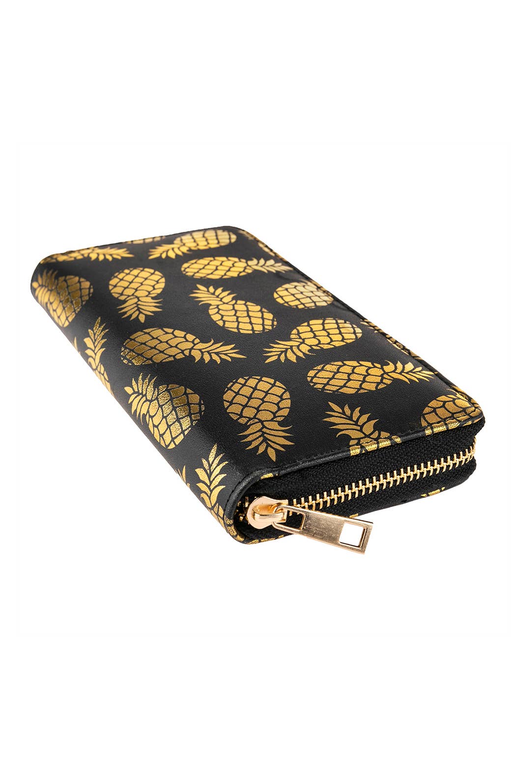 Fashion Trendy Gold Pineapple Print Zipper Wallet for Women