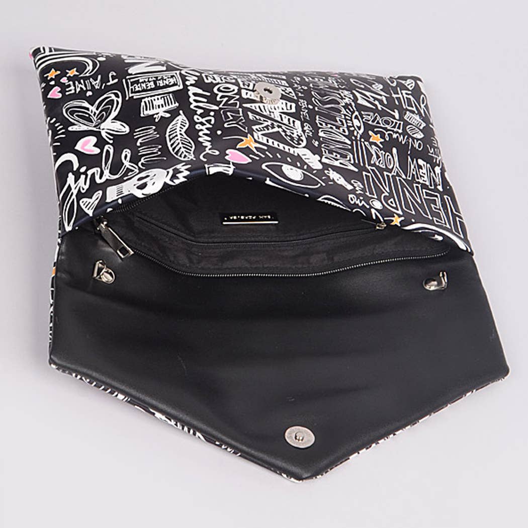 Lovely Doodle Printed Envelope Shoulder Chain Clutch