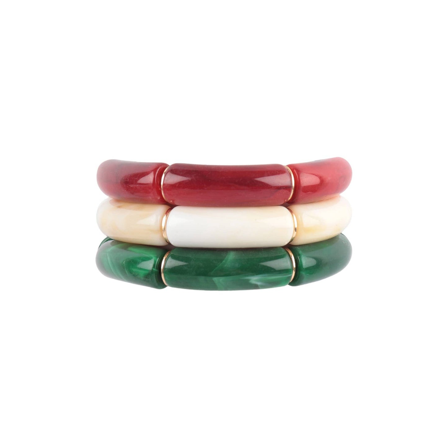 Tubular Bead Acrylic 3 Set Bangle Bracelet